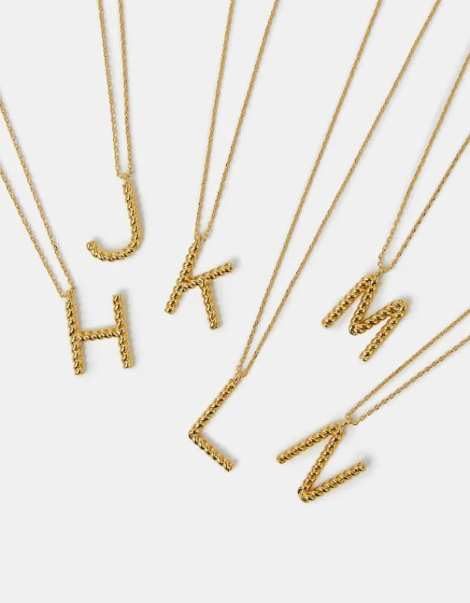 Accessorize 14ct Gold-Plated Twisted Initial Necklace Gold