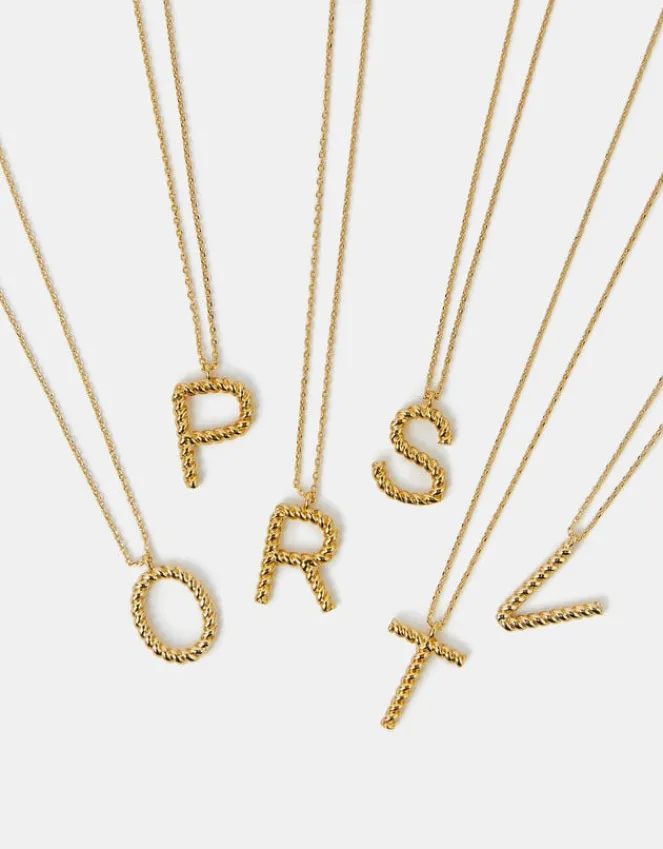 Accessorize 14ct Gold-Plated Twisted Initial Necklace Gold