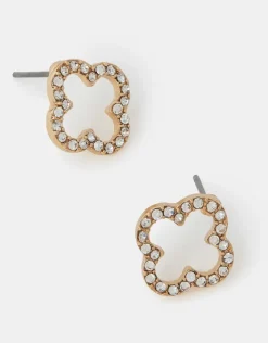 Accessorize Cut Out Flora Pav&eacute; Stud Earrings
