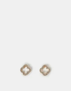 Accessorize Cut Out Flora Pav&eacute; Stud Earrings