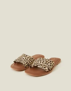 Accessorize Cut-Out Leopard Print Slide Sandals Leopard
