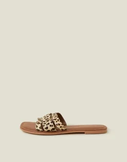 Accessorize Cut-Out Leopard Print Slide Sandals Leopard