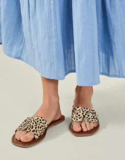 Accessorize Cut-Out Leopard Print Slide Sandals Leopard