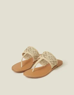 Accessorize Cut-Out Strap Flip Flop Sandals Cream