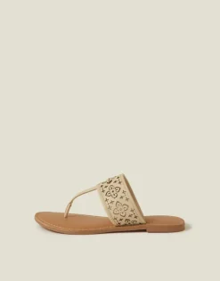 Accessorize Cut-Out Strap Flip Flop Sandals Cream
