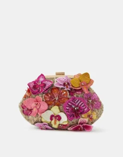 Accessorize 3D Flower Embellished Clutch Bag