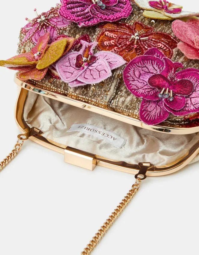 Accessorize 3D Flower Embellished Clutch Bag