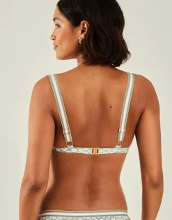 Accessorize Daisy Print Triangle Bikini Top Green