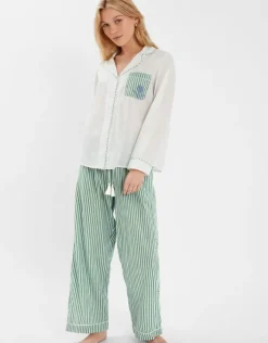 Accessorize Dandelion Stripe Print Pyjama Set Green