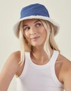 Accessorize Denim Borg Bucket Hat
