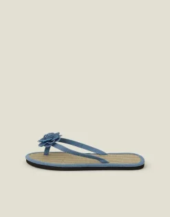 Accessorize Denim Corsage Seagrass Flip Flops Blue