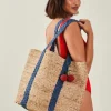 Accessorize Denim Strap Jute Shoulder Bag