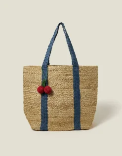 Accessorize Denim Strap Jute Shoulder Bag