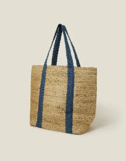 Accessorize Denim Strap Jute Shoulder Bag