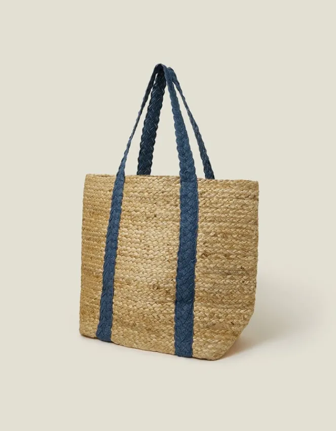 Accessorize Denim Strap Jute Shoulder Bag