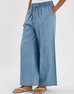 Accessorize Denim Wide Leg Trousers Blue