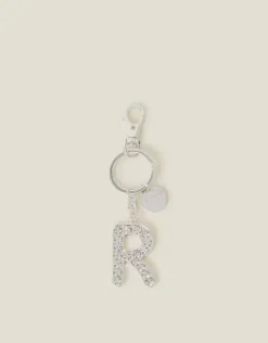 Accessorize Diamante Initial Keyring Silver