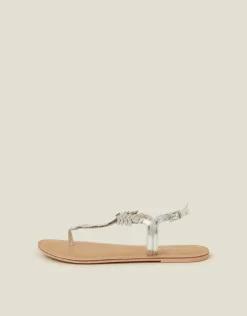 Accessorize Diamante Leaf Embellished Sandals White
