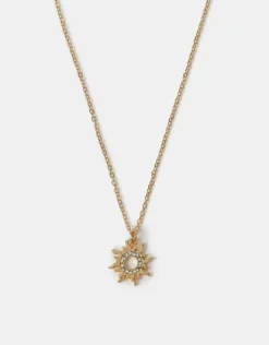 Accessorize Diamante Sun Pendant Necklace