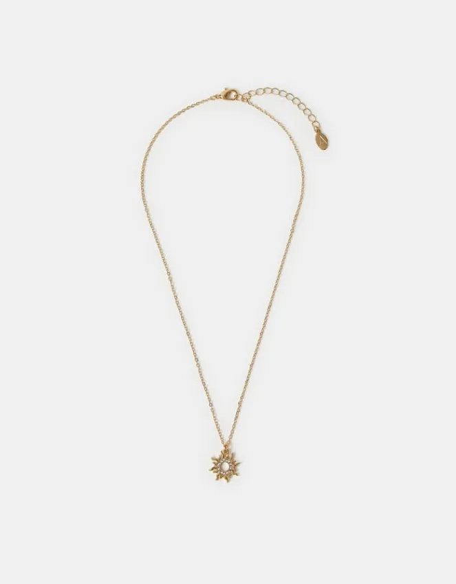 Accessorize Diamante Sun Pendant Necklace