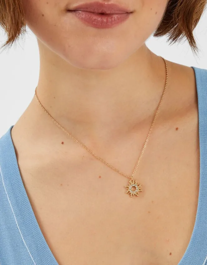 Accessorize Diamante Sun Pendant Necklace