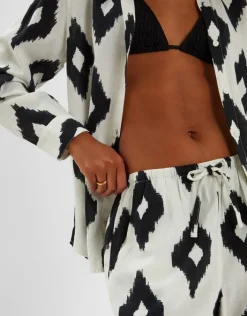 Accessorize Diamond Print Wide Leg Trousers Black