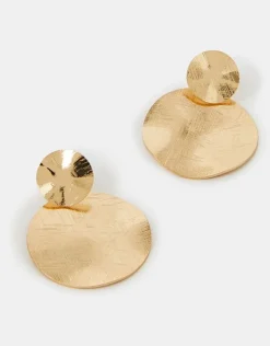 Accessorize Disc Drop Earrings Gold