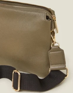 Accessorize Double Pouch Leather Cross-Body Bag