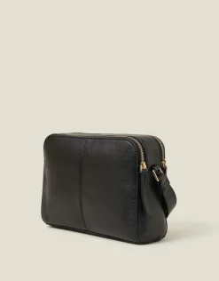 Accessorize Double Zip Leather Cross-Body Bag