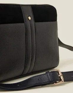 Accessorize Double Zip Leather Cross-Body Bag