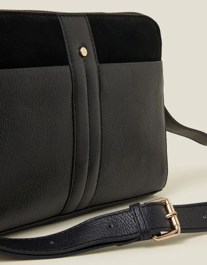 Accessorize Double Zip Leather Cross-Body Bag