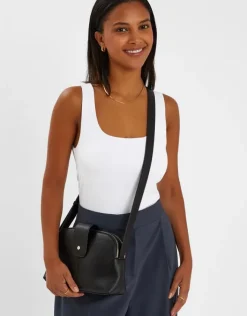 Accessorize Double-Zip Cross Body Bag Black