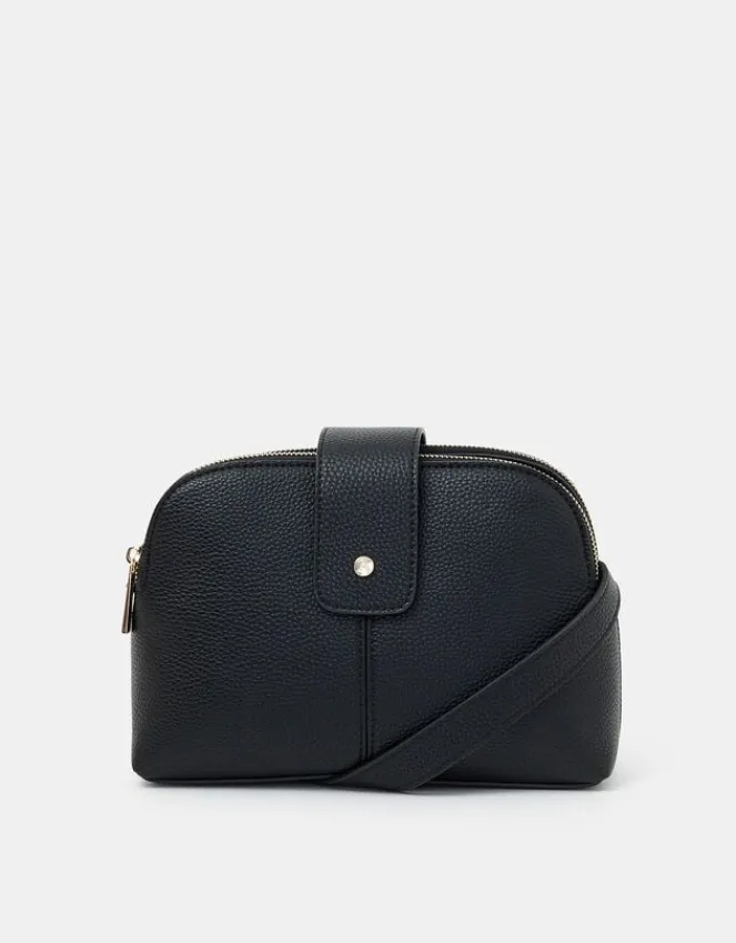 Accessorize Double-Zip Cross Body Bag Black