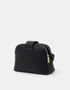 Accessorize Double-Zip Cross Body Bag Black