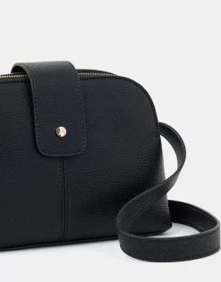 Accessorize Double-Zip Cross Body Bag Black