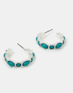 Accessorize Eclectic Stone Hoop Earrings
