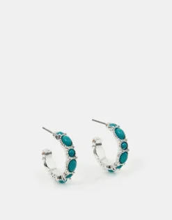 Accessorize Eclectic Stone Hoop Earrings