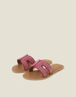 Accessorize Embellished Cut-Out Slide Sandals Pink Pink
