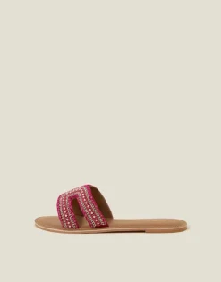 Accessorize Embellished Cut-Out Slide Sandals Pink Pink