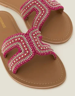Accessorize Embellished Cut-Out Slide Sandals Pink Pink