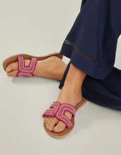 Accessorize Embellished Cut-Out Slide Sandals Pink Pink