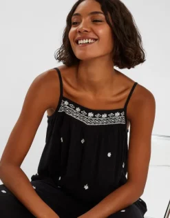 Accessorize Embroidered Beach Jumpsuit Black