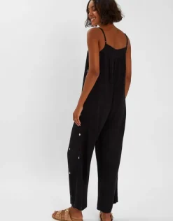 Accessorize Embroidered Beach Jumpsuit Black