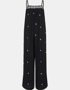 Accessorize Embroidered Beach Jumpsuit Black