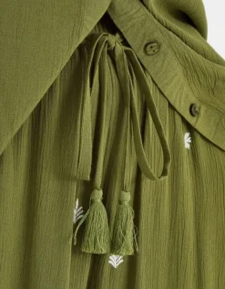 Accessorize Embroidered Crinkle Trousers Green