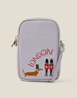 Accessorize Embroidered London Sausage Dog Phone Bag
