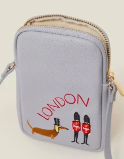 Accessorize Embroidered London Sausage Dog Phone Bag