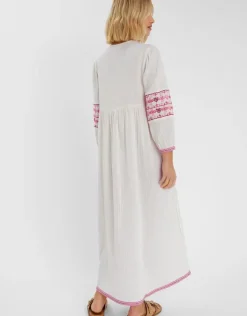 Accessorize Embroidered Long Sleeve Maxi Dress Ivory