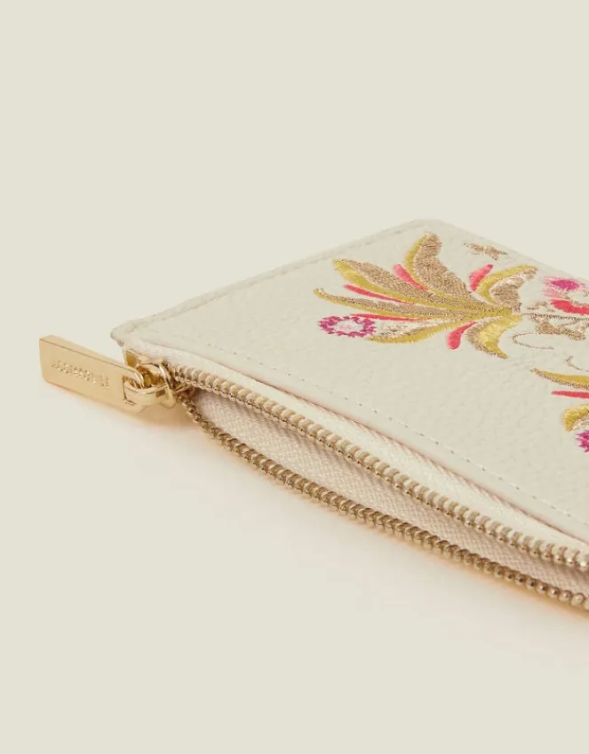 Accessorize Embroidered Palm Tree Card Holder