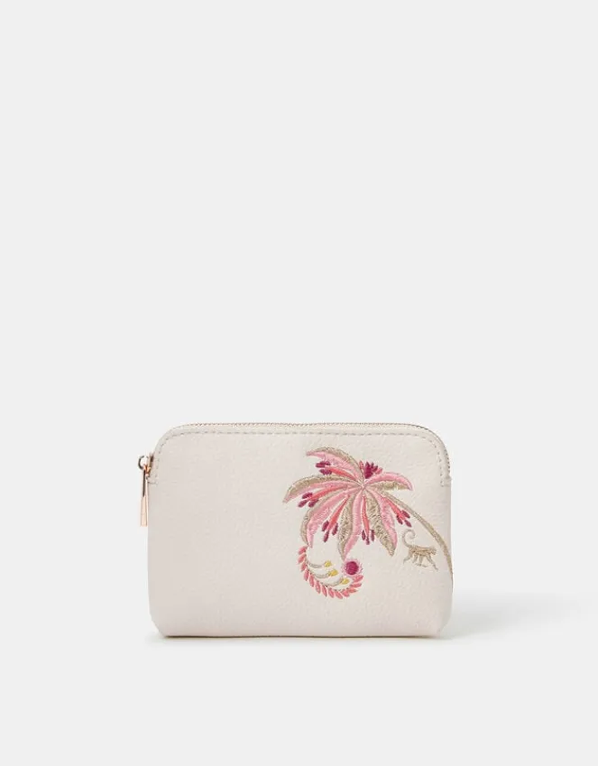 Accessorize Embroidered Palm Tree Coin Purse